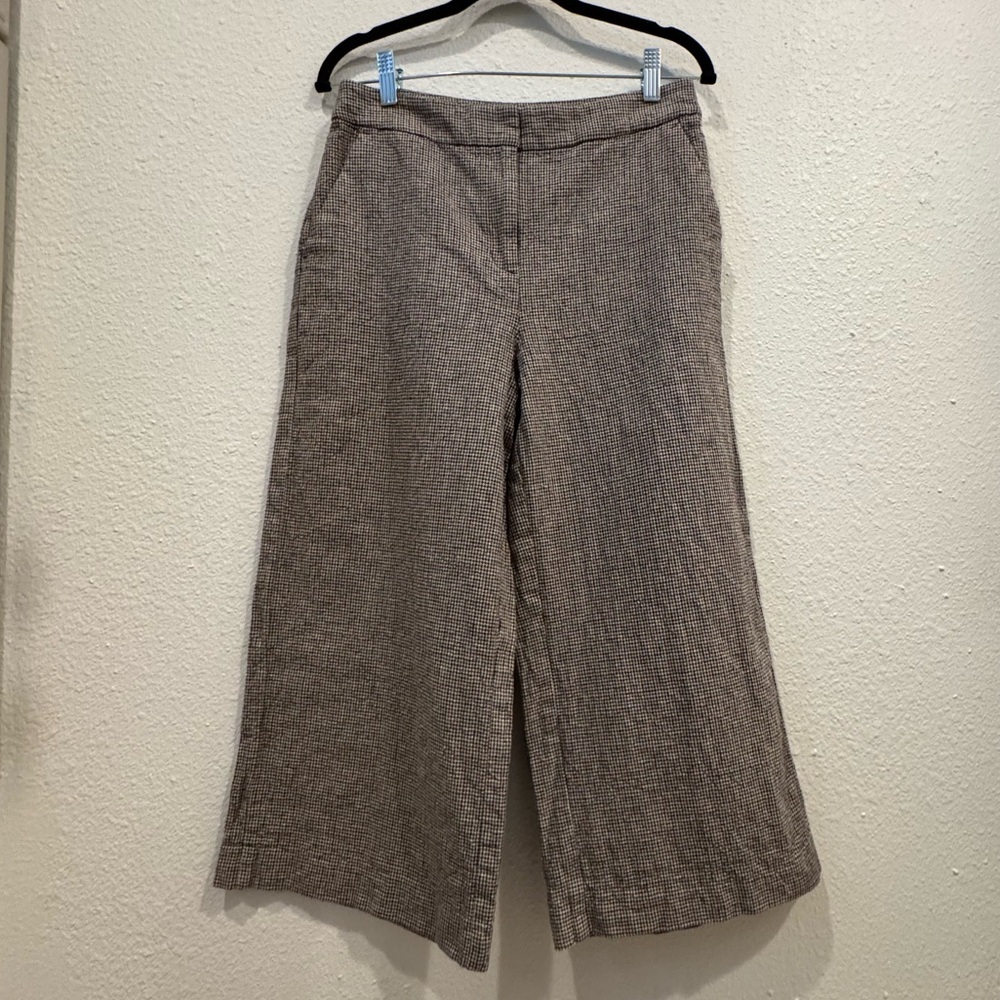 LOFT Houndstooth Wide Leg Cropped Pants